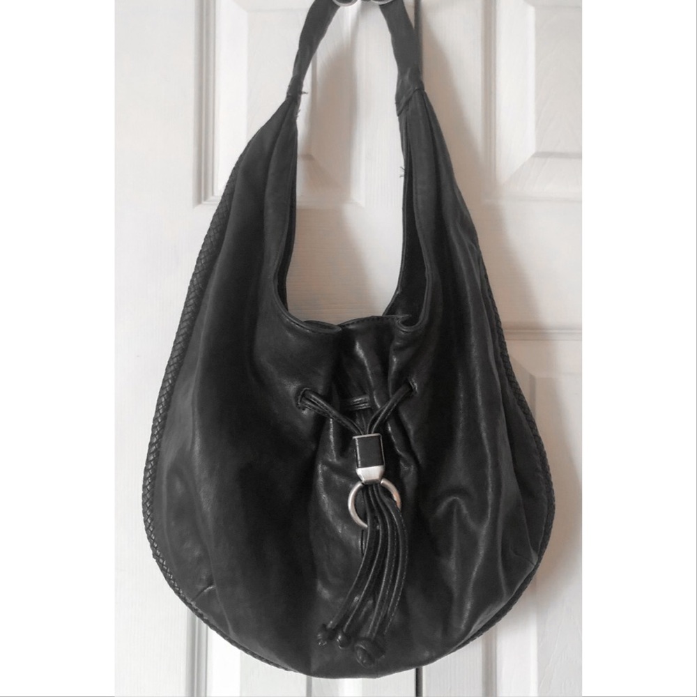 Cole Haan // Phoebe Black Leather Hobo Satchel